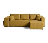 Topaze - canapé d'angle réversible 4 places - convertible avec coffre, tablette et poufs -