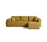 Topaze - canapé d'angle réversible 4 places - convertible avec coffre, tablette et poufs -