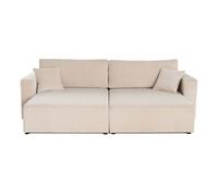 Topaze - Canapé droit 4 places avec double méridienne - assise profonde - en velours côtelé - Beige
