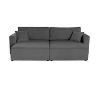 Topaze - Canapé droit 4 places avec double méridienne - assise profonde - en velours côtelé - Gris