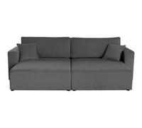 Topaze - Canapé droit 4 places avec double méridienne - assise profonde - en velours côtelé - Gris Gris G