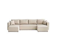 Topaze - canapé panoramique - 7 places - convertible avec coffre - en tissu - Beige
