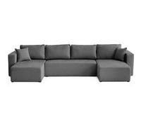 Best mobilier Canapé panoramique Topaze 7 places convertible avec coffre en tissu Gris foncé