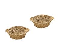 TOPBATHY 2 Pièces Panier Cocotte en Paille Coussin Isolant Bol De Fruits en Osier Panier Tressé Dessous De Plat en Rotin Tressé Dessous De Plat en Liège Plats Chauds Casserole Corbeille