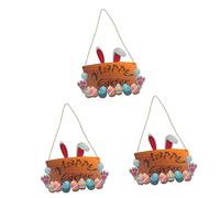 TOPBATHY 3 Pièces Pendentif En Bois De Lapin Couronne De Pâques Décorations De Pâques Signe De Pâques Suspendu Cintre De Couronne Guirlande De Pâques Décoration Murale Décoration D'époque
