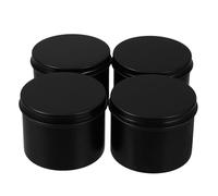 TOPBATHY 4 Pièces Boîte en Aluminium Noire Ronde 120ml avec Couvercle à Vis | Bonbons et Aliments, Format Portable, Finition Moderne Élégante, Usage DIY Bougie et Rangement
