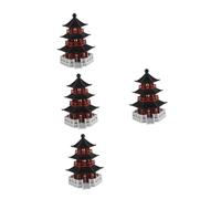 TOPBATHY 4 Pièces Décorations De Pavillon Décor D'aquarium Mini-Statues De Pagode Jardin Zen pour Bureau Aquarium De Bureau Petit Jardin Plastique Light Brown