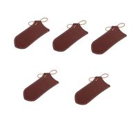 TOPBATHY 5pièces Housse De Cuir Anti-glissement Pour Poignées De Casseroles Manchon Isolant Anti-brûlure Pour Cuisine Et Camping Marron