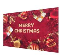 TOPBATHY Décoration Murale de Noël Rouge en Tissu, Fond Photo Merry | Motif Xmas, Impression Haute Résolution, pour Portes et Vitrines, Usage en Magasin ou Salle à Manger