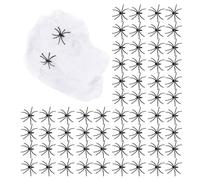 TOPBATHY Kit Fausse Araignée Toile Blanche Réaliste, Décor Fête