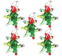 TOPBATHY Lot de 5 Breloques Sapin de Noël en Verre Coloré 3D Accessoires DIY pour Fabrication de Bijoux Colliers et Bracelets Décoration Festive Compacte et Solide Charms de Noël