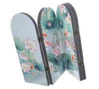 TOPBATHY Paravent Miroir Pliant en Acrylique Motif Fleur de Lotus, Design Élégant Asiatique, Panneau 4 Volets Portable et Gain de Place pour Chambre ou Bureau