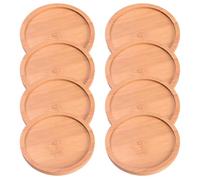 TOPBATHY Soucoupe Ronde pour Plantes, Lot de 8, Bambou, Base Portable | Plateau Rustique Facile à Nettoyer, pour Mini Jardinières et Tasses, Usage Bureau, Intérieur Propre