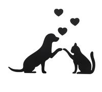 TOPBATHY Sticker Mural Miroir Chat Chien Autocollant Mural Miroir Acrylique Auto-Adhésif Amovible Décoration Murale Pour Chambre Salon Salle De Bain 1 Chat 1 Chien 3 Cœurs