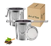 Topbine Infuseur thé 2 Pièce Filtre à thé 304 Acier Inoxydable Passoire à thé Avec Poignée Pliable Et Couvercle pour Tasse Mug Théière Verre