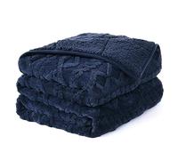Topblan Couverture lestée pour adultes de 9 kg, douce, confortable et chaude avec sherpa double face, couverture lourde pelucheuse pour dormir et se détendre, bleu marine, 152,4 x 203,2 cm