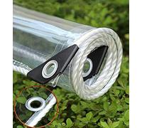 Topchances Bâche PVC, Transparente, 1.5mx5m, Imperméable, avec oeillets, Résistante, 0.39 mm d'épaisseur, 365 g/m², Pliable, Protection contre la pluie pour meubles de jardin, plantes, serres, auvents