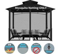 Topchances Gazebo Universal Moustiquaire de remplacement (filet seulement), Pavillon extérieur 4-Panel Screen Wands with Zipper, Noir, 300*360CM