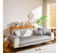TOPCHANCES Housse de Canapé 1/2/3/4 Places en Soie Glacée Forme de L,Couvre Canapé Universelle Antidérapante Protege Canape Convient aux Animaux de Compagnie(Gris,70x180cm,1Pcs)