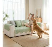 TOPCHANCES Housse de Canapé en Soie Glacée-Nouvelles Housses de Canape Protège Canapé Antidérapant,Housse Canapé d'angle 1/2/3/4 Places pour Canapé Sectionnel en Forme de L(Vert,90×70cm,1pcs)
