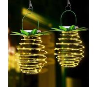 Topchances Lanterne solaire, 2 pièces de lampes solaires 60 LED Lampe solaire suspendue ananas IP65 étanche Lampe solaire de jardin pour jardin, fête, Noël, mariage