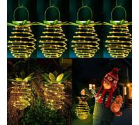 Topchances Lanterne solaire, 4 pièces de lampes solaires 60 LED Lampe solaire suspendue ananas IP65 étanche Lampe solaire de jardin pour jardin, fête, Noël, mariage