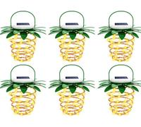 Topchances Lanterne solaire, 6 pièces de lampes solaires 60 LED Lampe solaire suspendue ananas IP65 étanche Lampe solaire de jardin pour jardin, fête, Noël, mariage