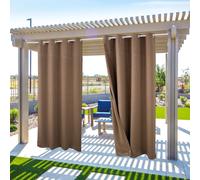 Topchances Lot de 2 Rideaux d'Extérieur Imperméables au Vent avec Oeillets (Haut et Bas), Occultation Protection Visuelle Pour Véranda, Pavillon,Terrasse, Motif Gaufré,132X275cm,Marron