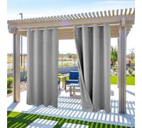 Topchances Lot de 2 Rideaux d'Extérieur Imperméables au Vent avec Oeillets (Haut et Bas), Occultation Protection Visuelle Pour Véranda, Pavillon,Terrasse, Motif Gaufré,132X238cm,Gris Clair