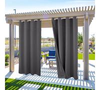 Topchances Lot de 2 Rideaux d'Extérieur Imperméables au Vent avec Oeillets (Haut et Bas), Occultation Protection Visuelle Pour Véranda, Pavillon,Terrasse, Motif Gaufré,132X275cm,Gris Foncé