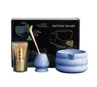 TOPCHANCES Lot de 7 fouets à matcha pour la préparation du café au lait, fouet avec cuillère et passoire, accessoires pour la cérémonie du thé (bleu)