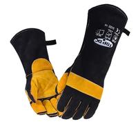 TOPDC Gants de soudage en cuir résistant au feu et à la chaleur pour Mig, Tig, Stick, Forge, Barbecue, Gril, Cheminée, Poêle à bois, four, manipulation d'animaux pour un soin sûr et adorable des