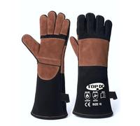 TOPDC Gants ignifuges en cuir renforcé résistant au feu avec coutures Kevlar pour Mig, Tig, Stick, Forge, barbecue, barbecue, four, cheminée, four, manipulation des animaux, XL