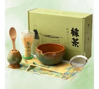 TOPDÉCORÉ Kit Matcha Complet-Set Matcha Traditionnel en Bambou avec Fouet Matcha (Chasen),Cuillère & Support-Coffret Thé Matcha Japonais Authentique pour Cérémonie-Idée Cadeau (Vert)