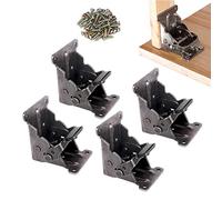 TopDirect Lot de 4 supports pliants, supports d'extension pliables autobloquants avec vis pour pieds de table et lit en Acier allié Black brut, Moderne