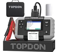 TOPDON Testeur de batterie BT600, 12V 24V Testeur Batterie Voiture kfz avec imprimante 100 à 2000 CCA écran couleur de 3,5 pouces câble de 5,9 pieds, mini USB pour les mises à jour logicielles