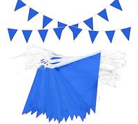 Topeedy Lot de 80 fanions bleus de 40 m - Banderole triangulaire imperméable pour fête d'anniversaire, fête prénatale, mariage, festival
