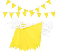 Topeedy Lot de 80 fanions jaunes de 40 m - Banderole triangulaire imperméable pour fête d'anniversaire, fête prénatale, mariage, festival