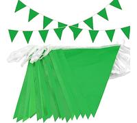 Topeedy Lot de 80 fanions verts de 40 m - Drapeaux triangulaires imperméables pour fête d'anniversaire, fête prénatale, mariage, festival