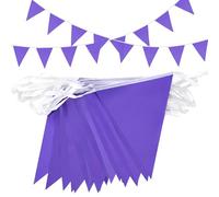 Topeedy Lot de 80 fanions violets de 40 m - Drapeaux triangulaires imperméables pour fête d'anniversaire, fête prénatale, mariage, festival