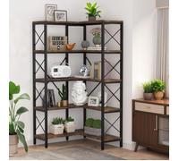 TOPESCT Bibliothèque d'angle Moderne à 5 étagères - Bibliothèque167CM - Marron - Adulte