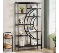 TOPESCT Bibliothèque géométrique, étagères industrielles à 8 Niveaux, bibliothèque Rustique avec Cadre en méta pour Salon,Noir
