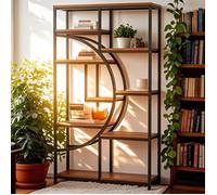 TOPESCT Bibliothèque Industrielle à 5 Niveaux,Haute bibliothèque Autonome avec étagère de Rangement à 9 Ouvertures,haut:180cm