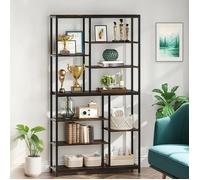 TOPESCT Bibliothèque industrielle à 6 niveaux,Etagere de Decoration, Bibliothèque 30 x 100 x 200 cm(Marron vintage)