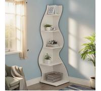 TOPESCT Étagère d'angle Moderne à 5 Niveaux,178cm Petite Bibliothèque d'angle élégante avec Forme Unique pour la