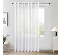 Topfinel 1 Panneaux Rideau Voilage Blanc 300x280 cm à Oeillets en Lin Imitation Rideaux Voilage Fenêtre Transparent Rideau Grand Salon Moderne Voilage Grande Largeur Décor Cuisine Chambre Enfant