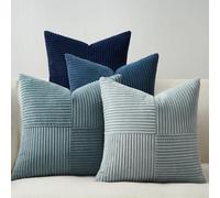 Topfinel Coussin 45x45 Bleu Dégradé pour Canapé Velours Côtelé Super Doux Mode Housses de Coussin pour Lit Adulte Chaise Jardin Fauteuil Décoration Intérieure et Extérieure