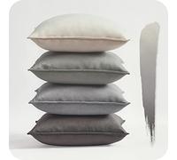 Topfinel Housse Coussin 60x60 Gris Beige Décoratif Canapé Chambre Maison Lot de 4 Housses de Coussins en Velours Couleur Dégradé pour Decoration Salon Fauteuil de Bureau Chaise Jardin Déco Aesthetic