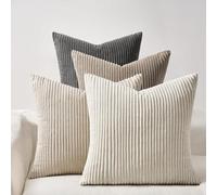Topfinel Housse Coussin Canape 40x40 en Velours Côtelé Bleu-Orange Dégradé Motif à Rayure Lot de 4 Décoration de Coussin pour Chambre Salon Jardin Fauteuil Lit Style Boheme Luxe Moderne