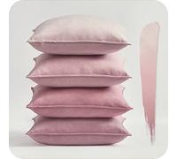 Topfinel Housse Coussin Rose 60x60 Decoration Chambre Salon Maison Lot de 4 Housse de Coussin Canape Lit Jardin Fauteuil Relax Bureau Enfant Déco Aesthetic Scandinave en Velours à Motif Uni